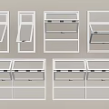 White Window Design Collection Featuring Various Opening Styles And Frame Details 3d model