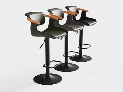 Modern Bar Stools Design With Adjustable Height Leather Seats And Metal Bases 3d model