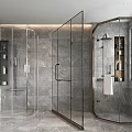 Shower Partition Glass Partition Shower 3d model