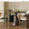 Middle Ancient Round Dining Table and Chair Combination 3d model