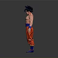 Anime Character With Spiky Black Blue Hair Bare Chest Red Pants And Blue Wristbands