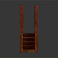 Red Wooden Staircase With Handrails And Solid Wood Steps Design