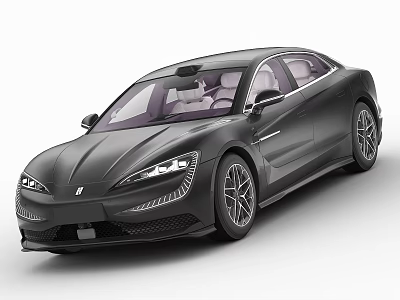 Black Sleek Modern Electric Sedan With LED Headlights Alloy Wheels And Luxury Interior 3d model