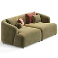 Light And Gray Fabric Sofas With Brown Green Decorative Pillows 3d model