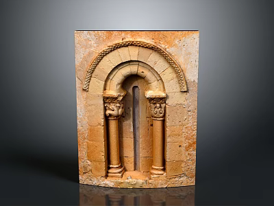 Ancient Stone Arch Scenery With Carved Columns And Sandstone Decorative Details 3d model