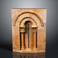 Ancient Stone Arch Scenery With Carved Columns And Sandstone Decorative Details