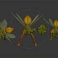 Enchanting Fairy Characters With Green Leaf Wings And Yellow Buds In Various Poses