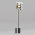 Modern Floor Lamp With Three Tiered Design And Metal Pole Black Base