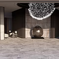 Luxurious Hotel Lobby Interior With Grand Chandelier Decorative Sphere And Marble Floor