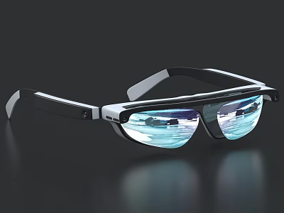 Advanced Smart Glasses With Black Frame And Reflective Digital Display Lenses 3d model