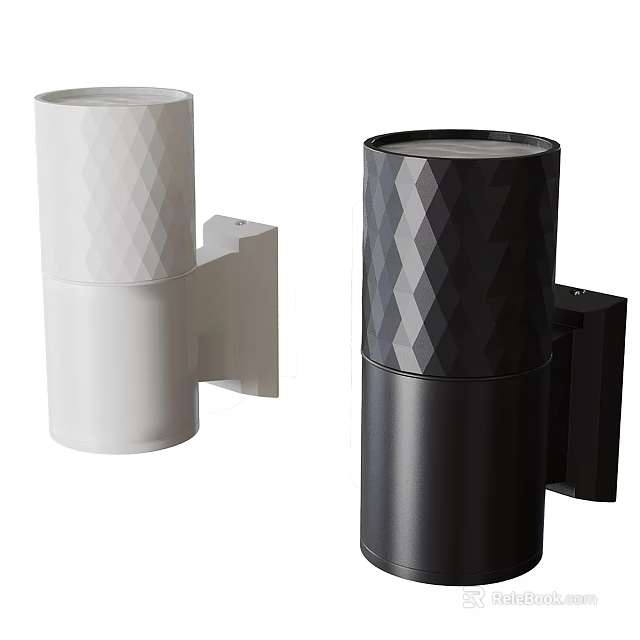 Modern White And Black Wall Lights With Geometric Diamond Texture For Interior Decoration 3d model 