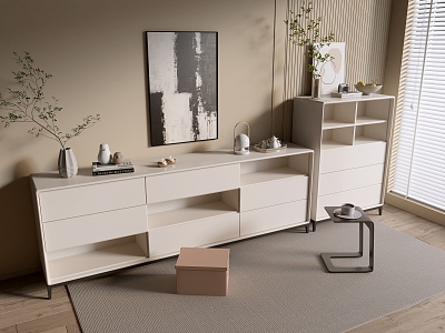 Modern Cream Style Cabinet Whole Cabinet Sideboard Cabinet Balcony Cabinet Storage Cabinet Entrance Cabinet 3d model