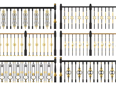 Decorative Metal Fence Designs With Ornate Patterns And Black Gold Accents 3d model
