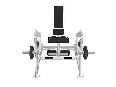 Seated Weightlifting Sports Equipment Featuring Metal Frame Black Seat Backrest And Barbell 3d model