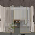 Gray Sheer Curtains And Velvet Drapes For Modern Bedroom With Golden Metal Frame