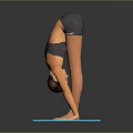 Human Body Organs And Hair In Yoga Inversion Pose On Blue Mat