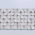 Modern White Wall Decor with Geometric Square Panels Neatly Arranged for 3D Stereoscopic Interior Design