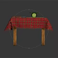 Wooden Table With Red Checkered Tablecloth Cutting Board Cucumber Slices Knife And Whole Cucumber