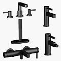 Modern Black Shower Head System With Various Components And Fixtures 3d model