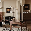 Elegant Living Room Interior Design With Beamed Ceiling Chandelier Sofa Fireplace And Rug