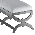 Elegant Curved Dark Wooden Sofa Bench With Soft White Upholstered Cushion For Living Room Use