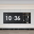 Modern TV Background Wall Design With Flat Screen TV Storage Cabinets And Marble Countertop