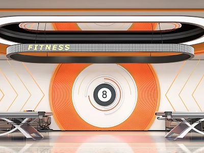 Modern Billiard Room Interior Design With 8 Ball Wall Design And Billiard Tables 3d model