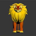 3D Cartoon Lion Model With Fluffy Yellow Mane And Orange Fur Standing On Black Background 3d model
