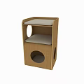 Modern Wooden Step Stool With Multi Level Cushioned Seats And Circular Cutouts 3d model