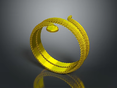 Golden Woven Bracelet Fashion Accessory With Metallic Shine And Stylish Design 3d model