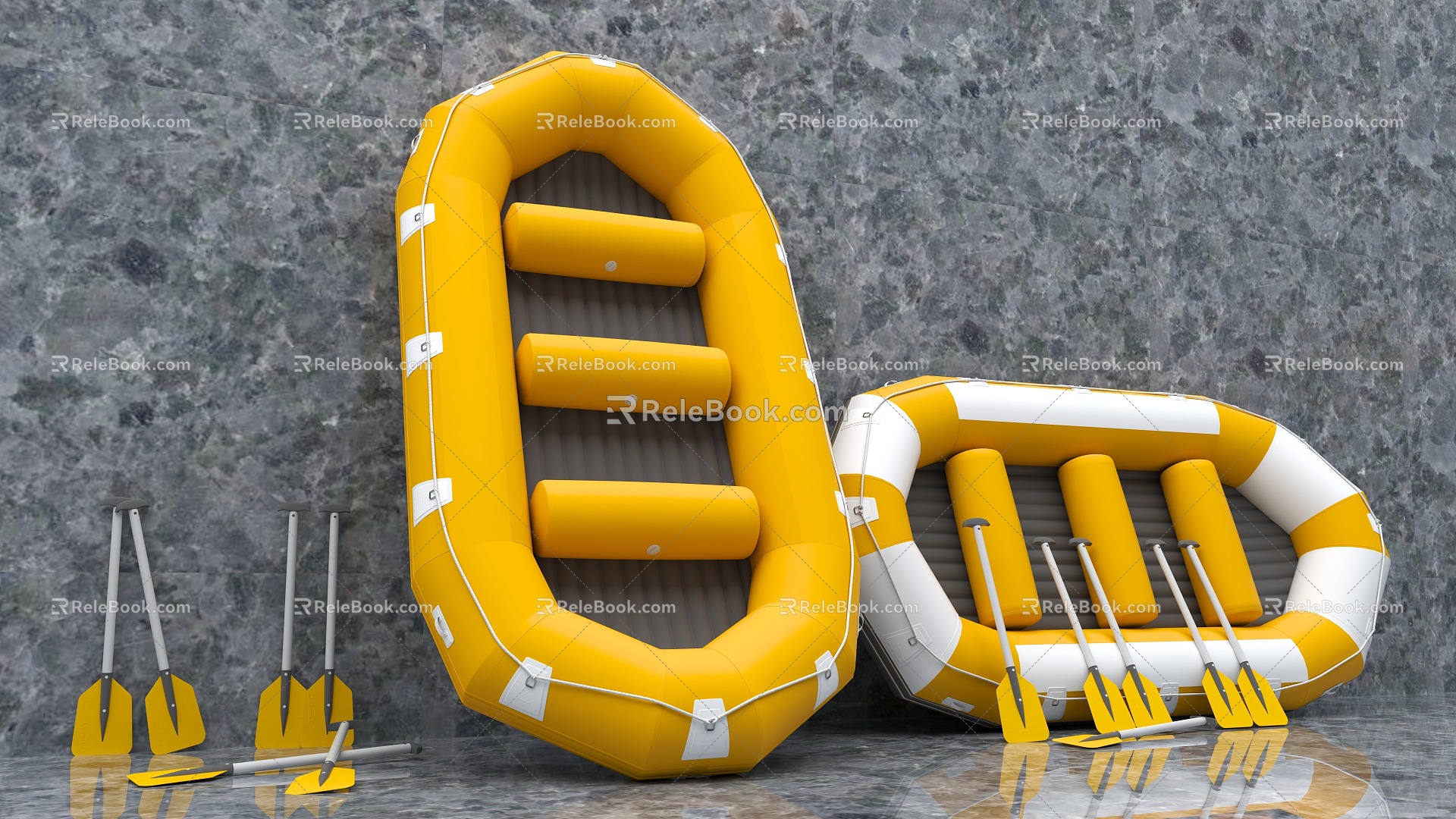 Rubber Boat Inflatable Boat Raft Rafting Rowing Boating Boat Oar Rubber Boat Rescue Boat Small Boat Boat 3d model