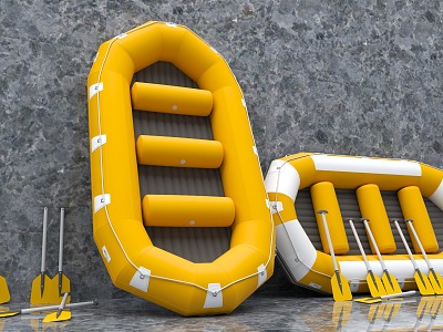 Rubber Boat Inflatable Boat Rafting Rowing Boating Boat Oar Rubber Boat Rescue Boat Small Boat 3d model