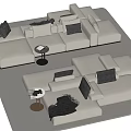 Spacious Beige Modular Sectional Sofa With Black Cushions Gray Throws And Side Tables