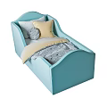 Cozy Single Bed with Gray Frame Colorful Bedding and Star Shaped Pillow