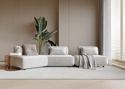 Multiplayer Sofa Corner Sofa Carpet Bonsai 3d model