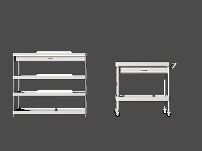 White Bathroom Cabinet Racks With Multiple Shelves Drawer And Wheels 3d model