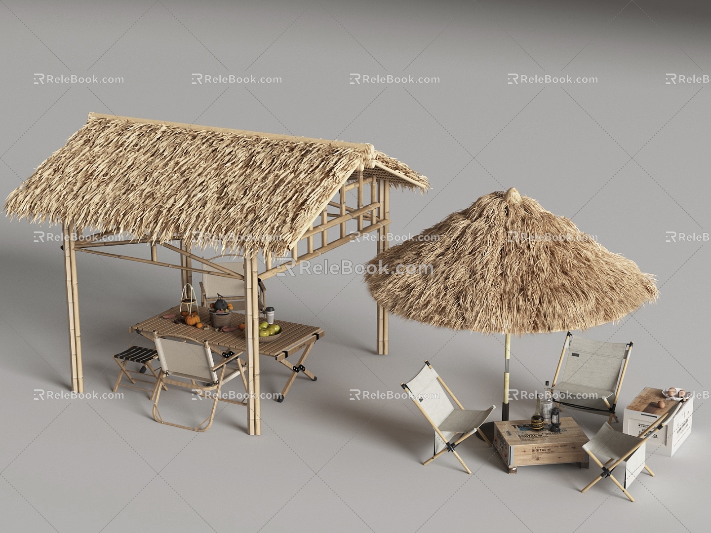 thatched shed thatched sunshade 3d model