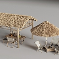 thatched shed thatched sunshade 3d model