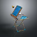 Folding Outdoor Table With Blue Tabletop And Sturdy Metal Frame For Outdoor Activities