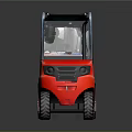Red Industrial Forklift With Enclosed Cabin And Black Tires Design Machinery