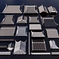 Traditional Chinese Architectural Roof Components With Various Shapes And Structures 3d model