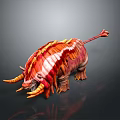 Colorful Fantasy Creature Toy Figure With Red Orange Horns And Tail