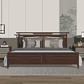 New Chinese Double Bed 3d model