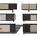 Modern TV Stand Designs With Black Beige Color Combinations And Geometric Patterns 3d model