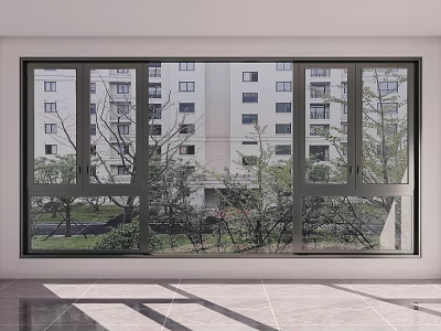 Modern Aluminum Casement Windows For Home With Green Outdoor View And Sunlight 3d model