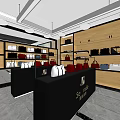 Modern Fashion Store Interior With Shelves Bags Shoes Counter And Yellow Chair