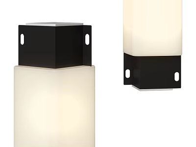 Modern Outdoor Light With White Shade And Black Square Base Contemporary Design 3d model
