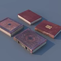 Elegant Vintage Maroon Books With Embossed Covers And Gold Accents