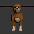 Cute Brown and White Toy Dog with Large Black Ears Standing on Black Background