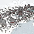 Ancient Architecture Traditional Red Multi layered Pagoda With Historic Courtyard And Wooden Structure